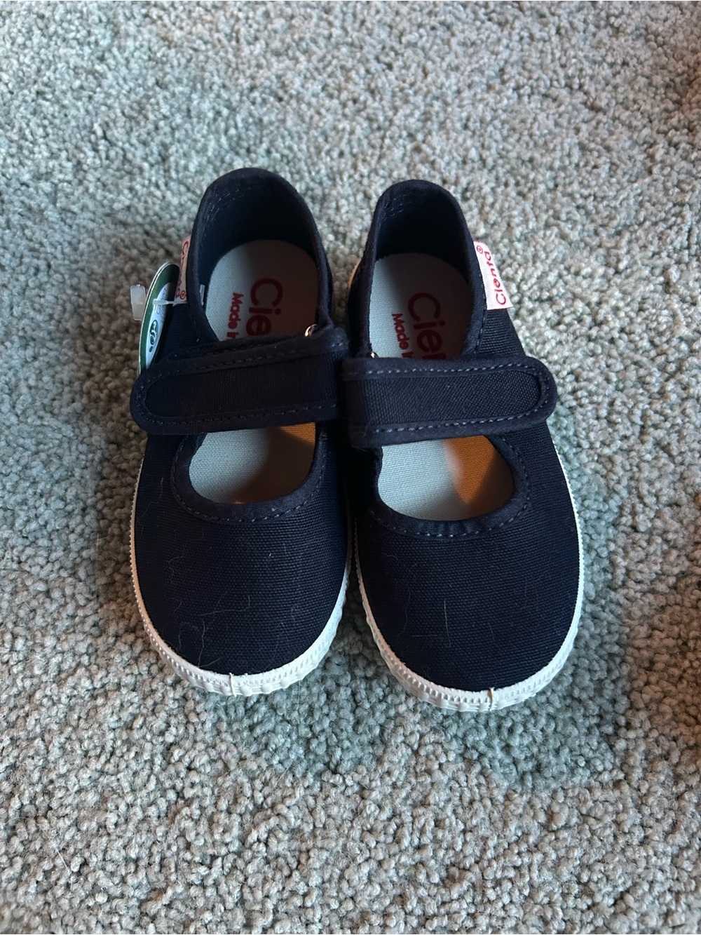 Cienta Navy Canvas Mary Jane Kids Shoes with Hook-and-Loop Strap